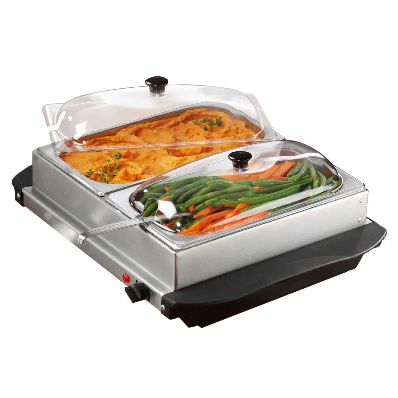 Brentwood Bf-215 3-quart 2 Pan Buffet Server And Warming Tray, Brushed Stainless Steel