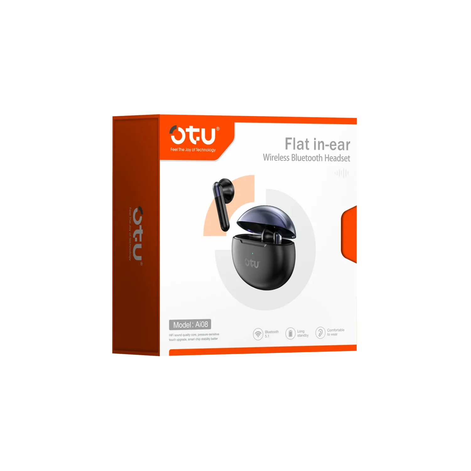 OTU Flat in Ear Wireless Bluetooth Headset, Model AI-08