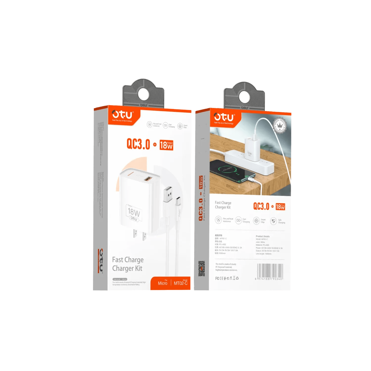 image_2024-06-18_000212399.png OTU QC3.0 18w output Fast Charge, Charger Kit for Type-C MT02-C - Image 1