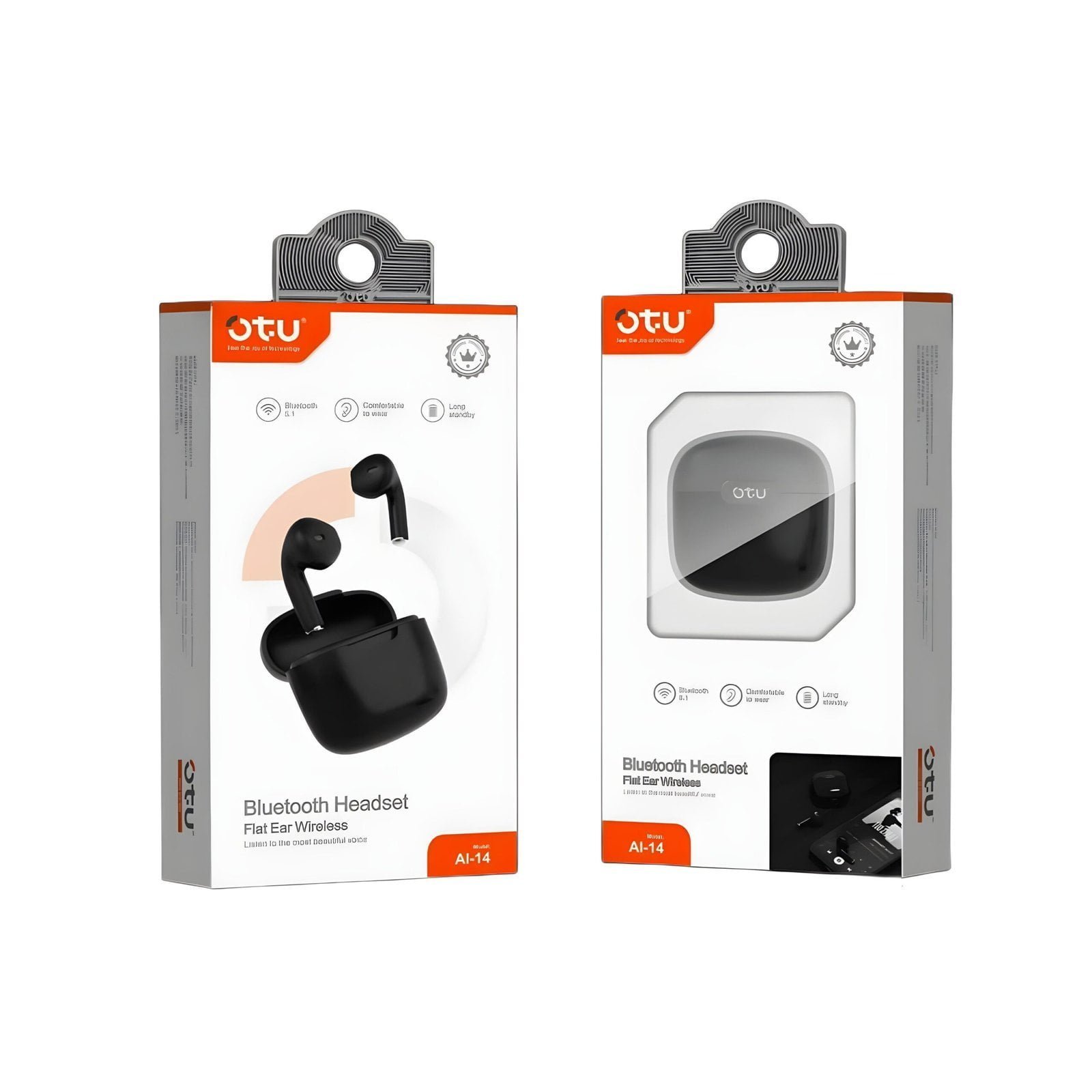 OTU Bluetooth Headset Flat Ear Wireless, Model AI-14