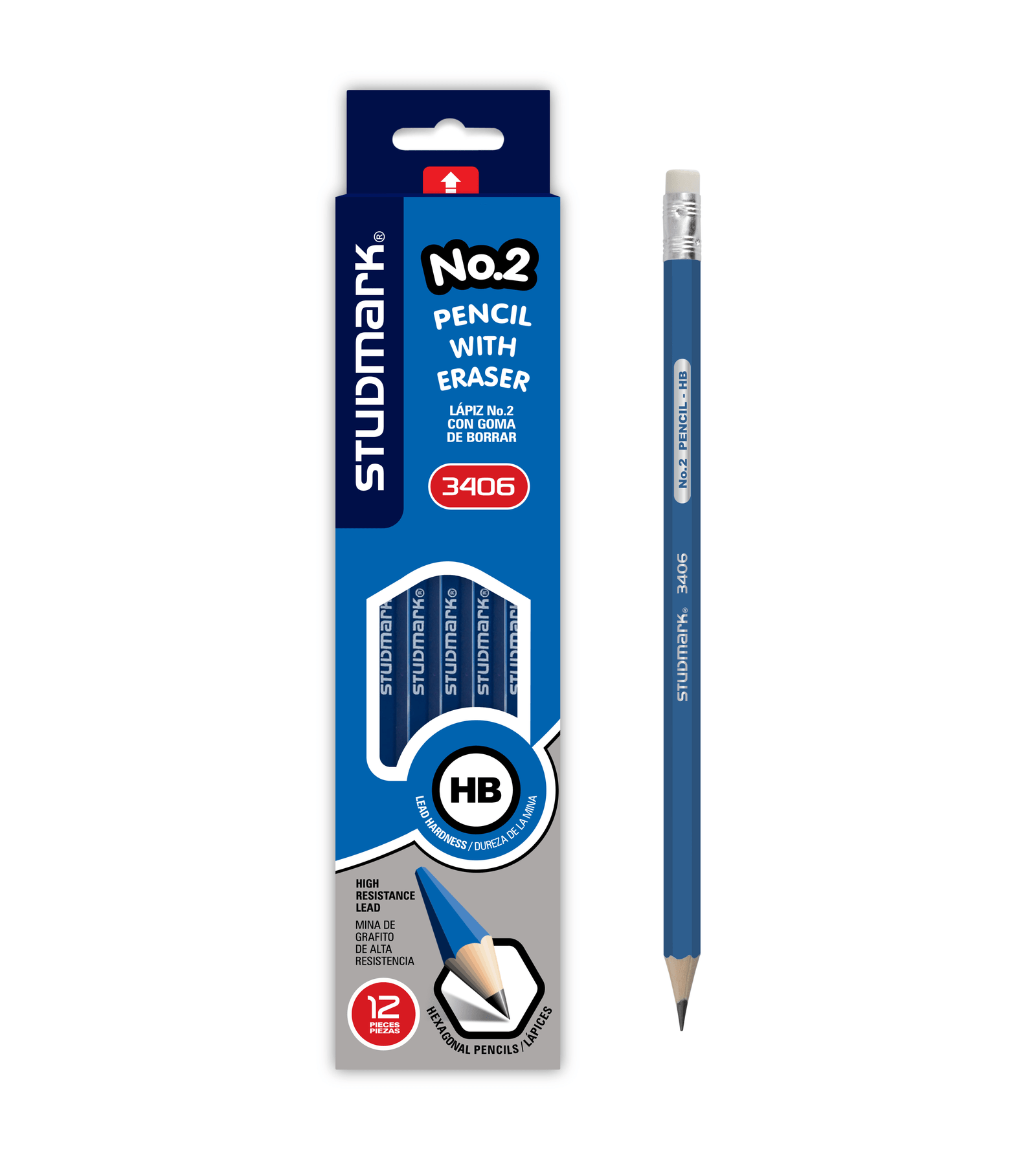 Studmark No.2 Blue HB Pencil with Eraser