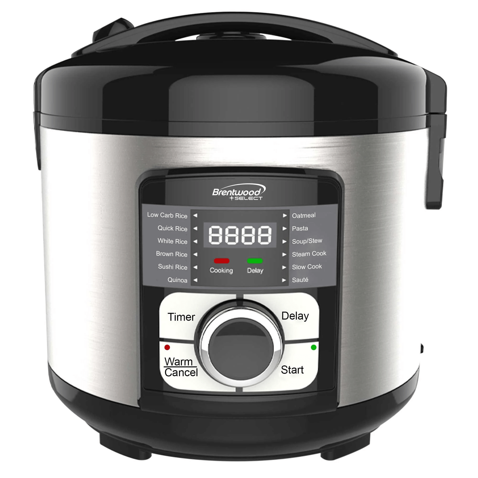 Brentwood TS-1320S 12-function Multi-cooker - Low Carb Rice Cooker, Food Steamer, Slow Cooker, Sauté, And More, Stainless Steel
