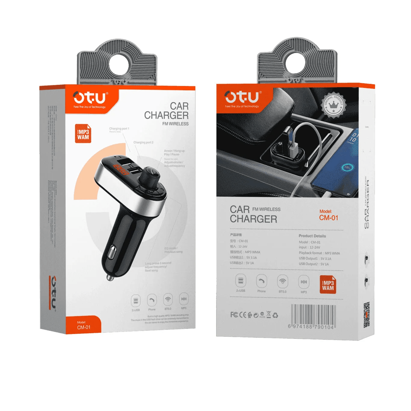OTU 3.1 A Car Charger Fm Wireless, Model CM-01
