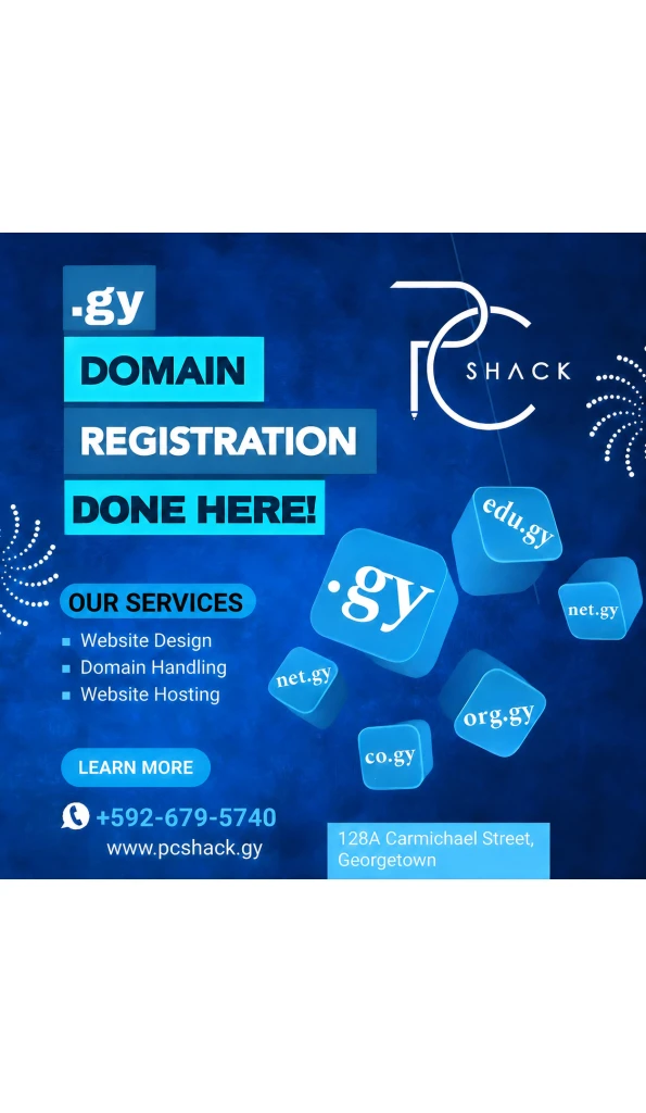 Register a .gy domain with PC Shack Guyana