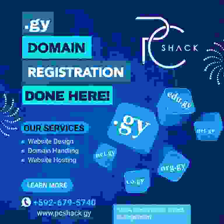 Register a .gy domain with PC Shack Guyana