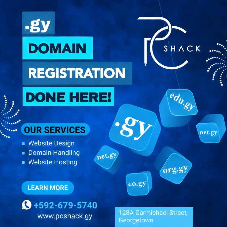 Register a .gy domain with PC Shack Guyana