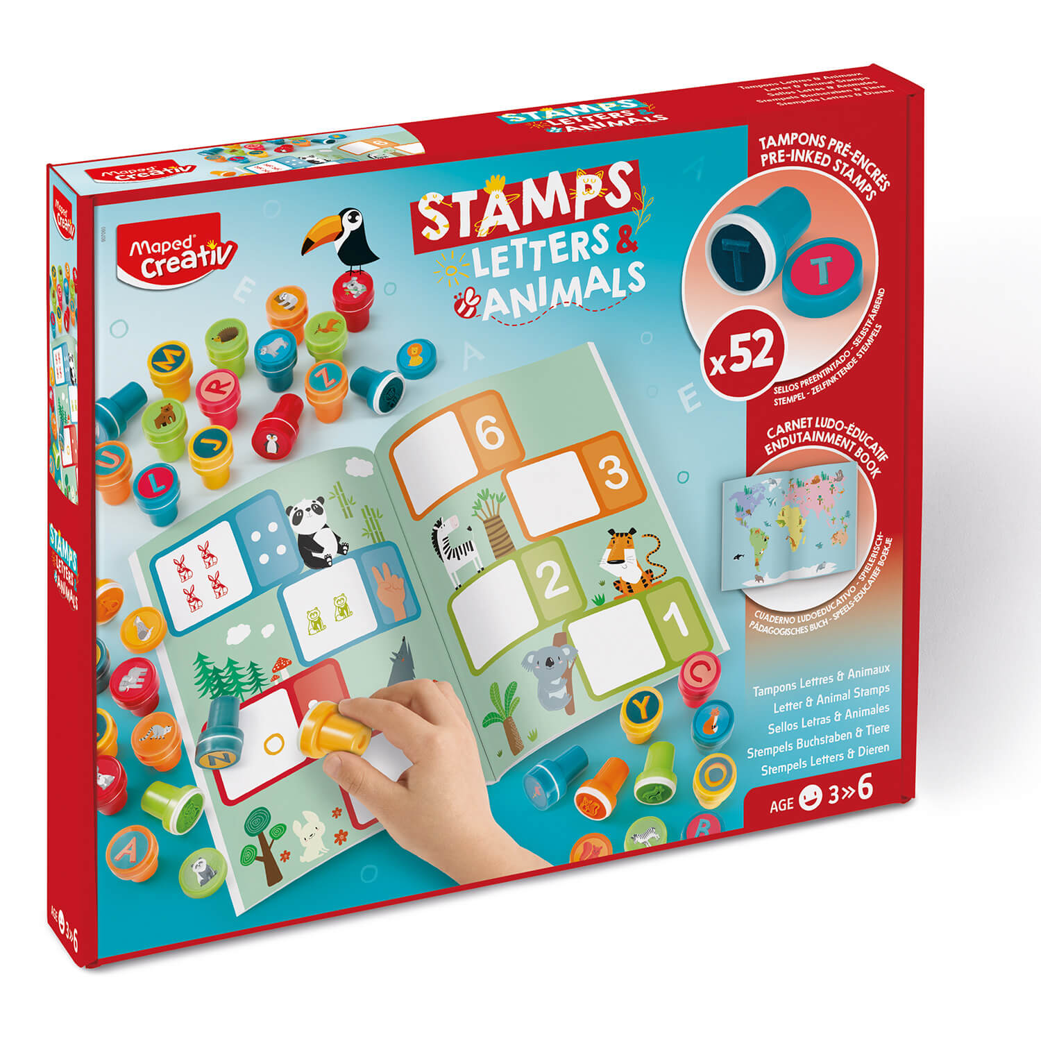Maped_Creativ_Stempelki_Creativ_Kolorowe_Stempelki_-_literki_i_zwierzatka_907060_1.jpg Maped Creativ 52 Stamps - Letters & Animals - Image 1